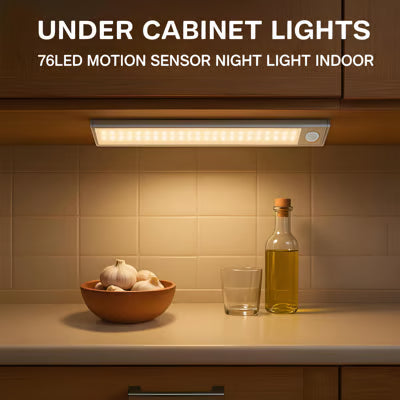 🍗Thanksgiving Sale 40% OFF⏰🔥 Ptyalial™ Under Cabinet Lights,76LED Motion Sensor Night Light Indoor